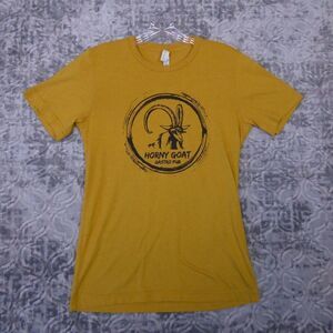 Horny Goat Gastro Pub Shirt Adult Small Yellow Barbecue Bar Oregon Destination